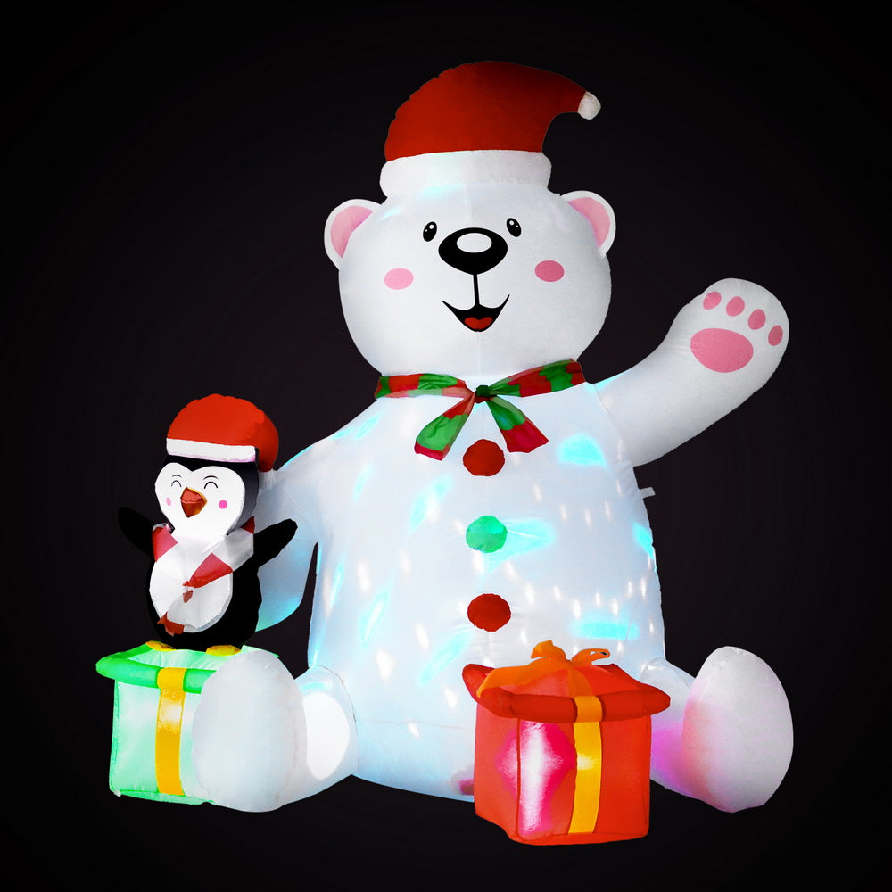 Jingle Jollys Christmas Inflatable Bear 1.8M Height LED Outdoor Decorations Illuminated-1