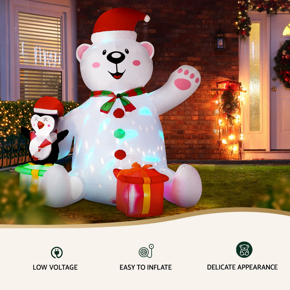 Jingle Jollys Christmas Inflatable Bear 1.8M Height LED Outdoor Decorations Illuminated-4