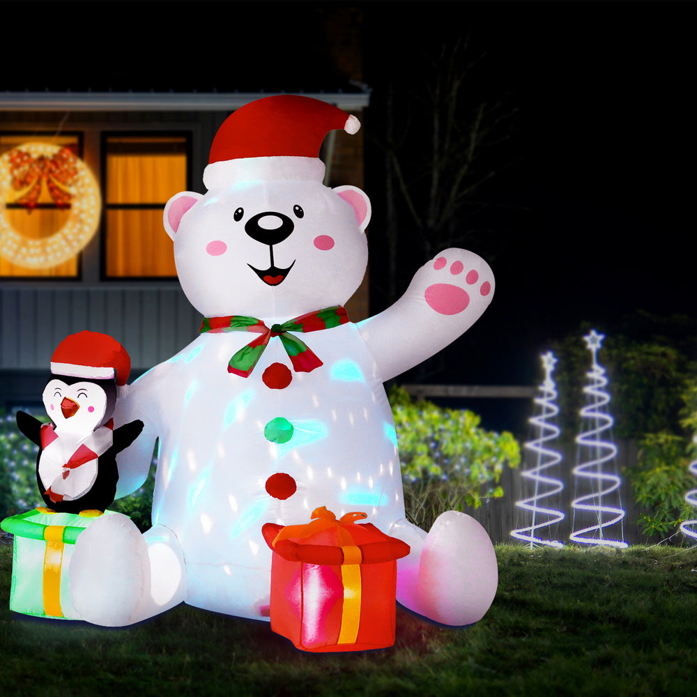 Jingle Jollys Christmas Inflatable Bear 1.8M Height LED Outdoor Decorations Illuminated-6