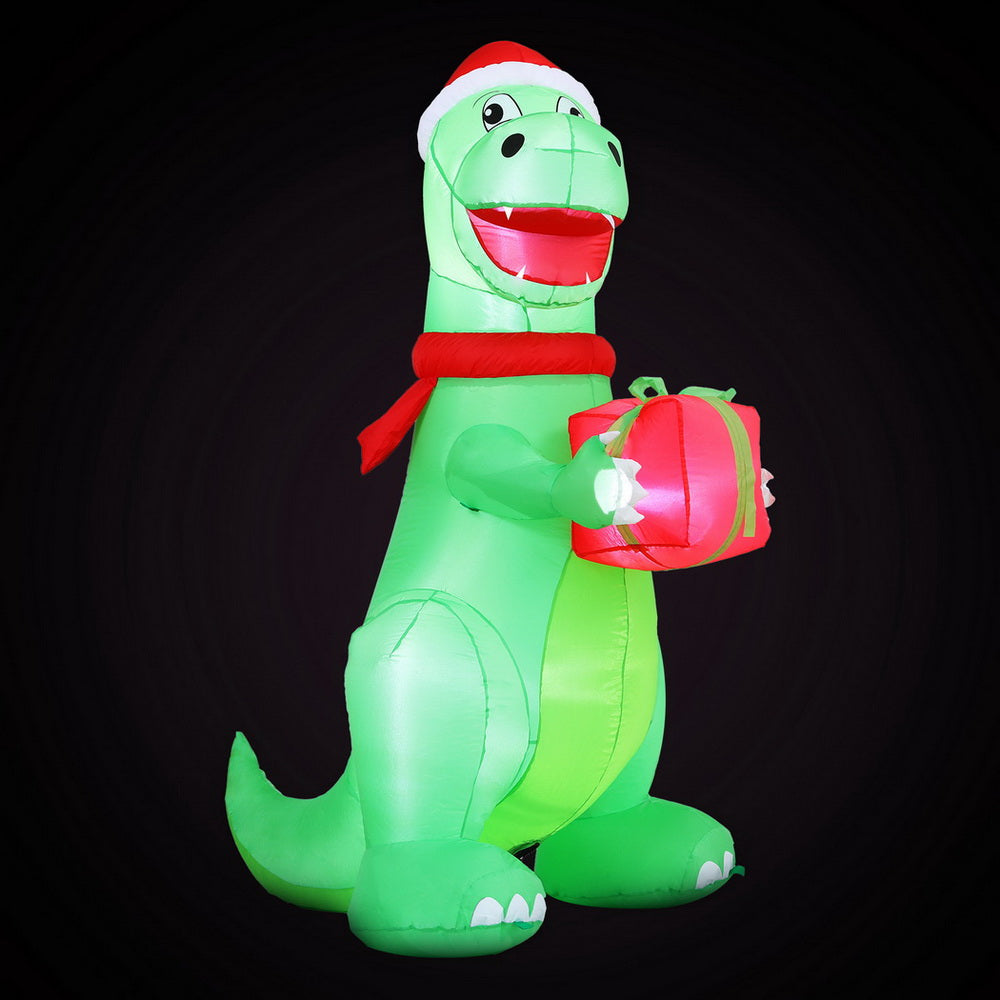 Jingle Jollys Christmas Inflatable Dinosaur 1.8M Height LED Decorations Illuminated-2