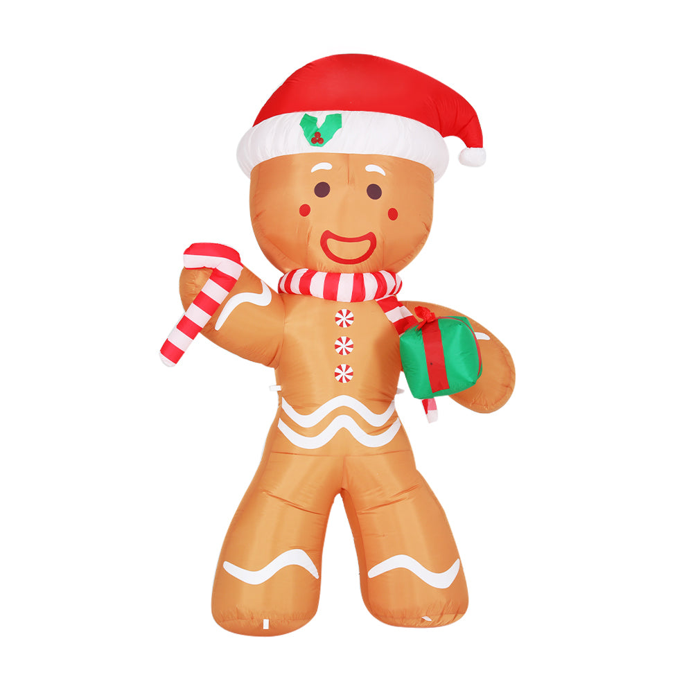 Jingle Jollys Christmas Inflatable Gingerbread Man 2.4M Illuminated Decorations-2