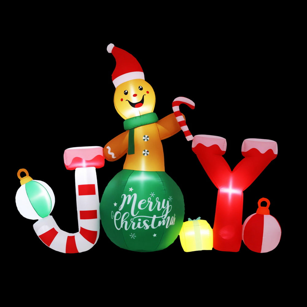 Jingle Jollys Christmas Inflatable Gingerman Joy 3M Long Outdoor Decorations Illuminated-2