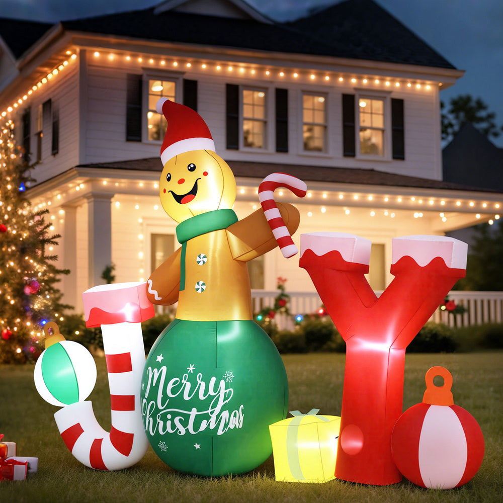 Jingle Jollys Christmas Inflatable Gingerman Joy 3M Long Outdoor Decorations Illuminated-6