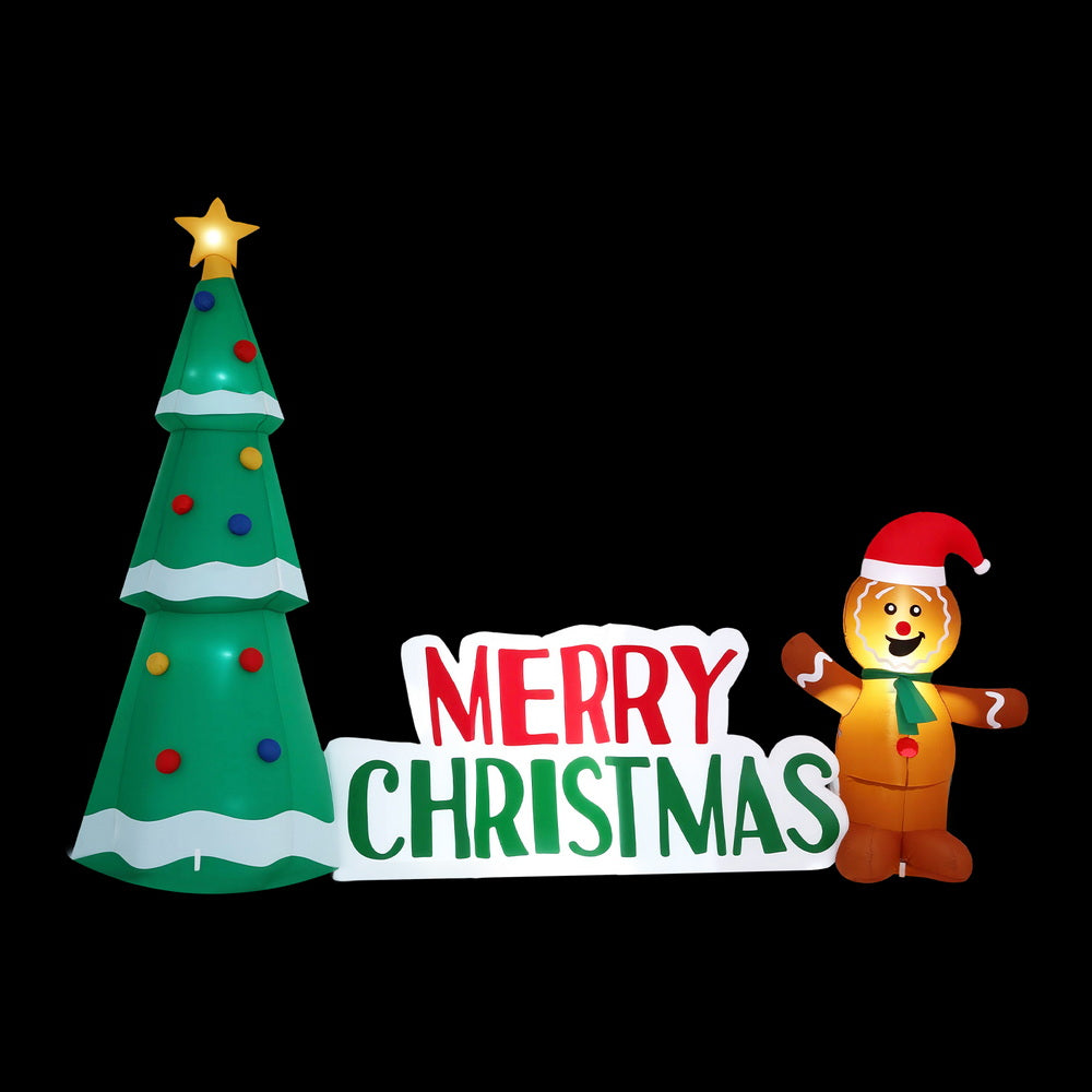 Jingle Jollys Christmas Inflatable Gingerbread Man Tree LED Illuminated Decorations-2