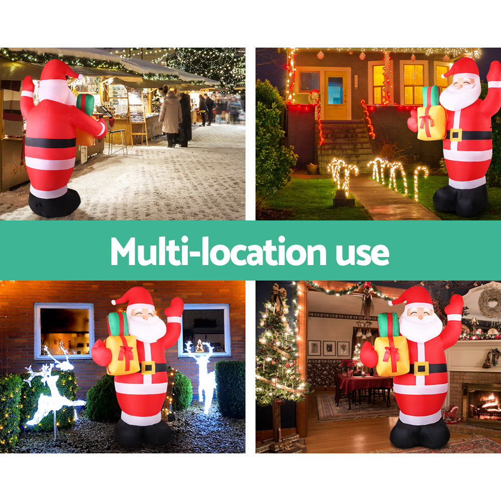 Jingle Jollys Christmas Inflatable Santa 2.4M Illuminated Decorations-3