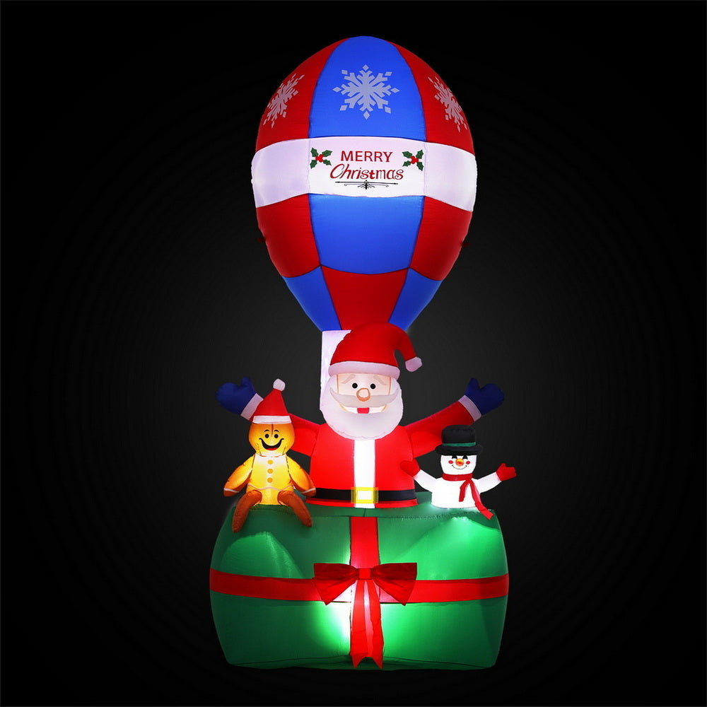 Jingle Jollys Christmas Inflatable Santa in Ballon 2.8M Height LED Decorations Illuminated-2