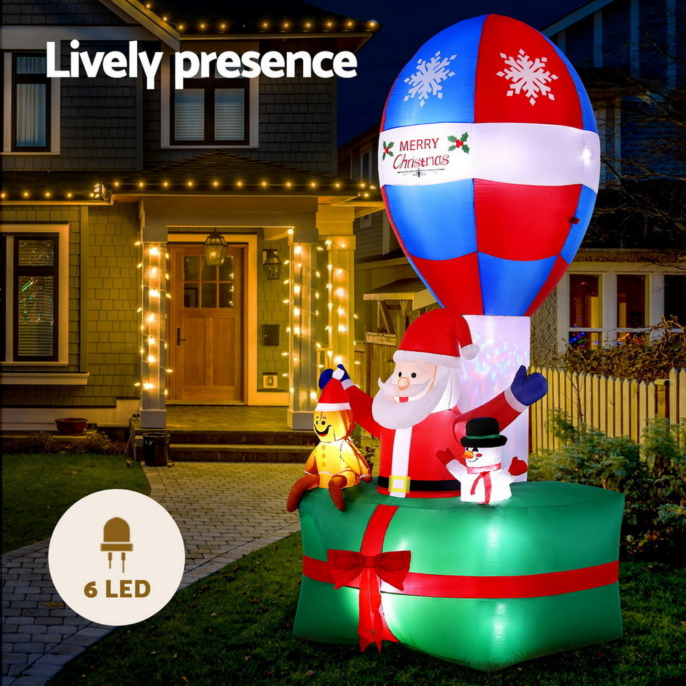 Jingle Jollys Christmas Inflatable Santa in Ballon 2.8M Height LED Decorations Illuminated-3