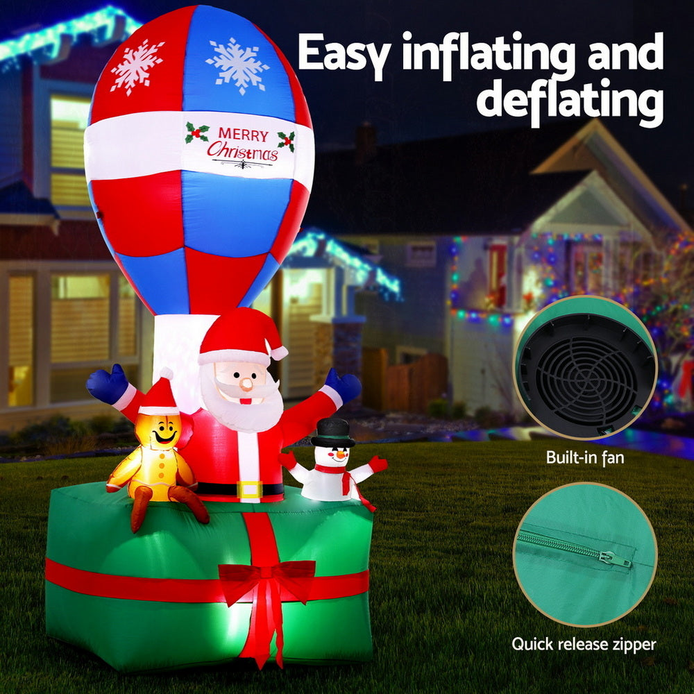Jingle Jollys Christmas Inflatable Santa in Ballon 2.8M Height LED Decorations Illuminated-4