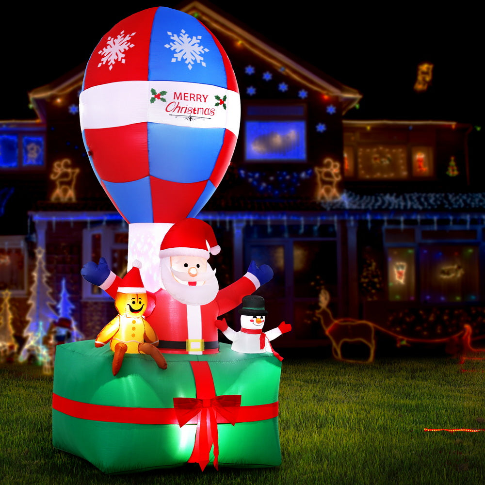 Jingle Jollys Christmas Inflatable Santa in Ballon 2.8M Height LED Decorations Illuminated-6