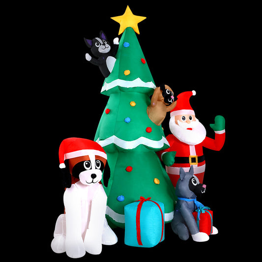 Jingle Jollys Christmas Inflatable Santa Tree 3M Illuminated Decorations-0
