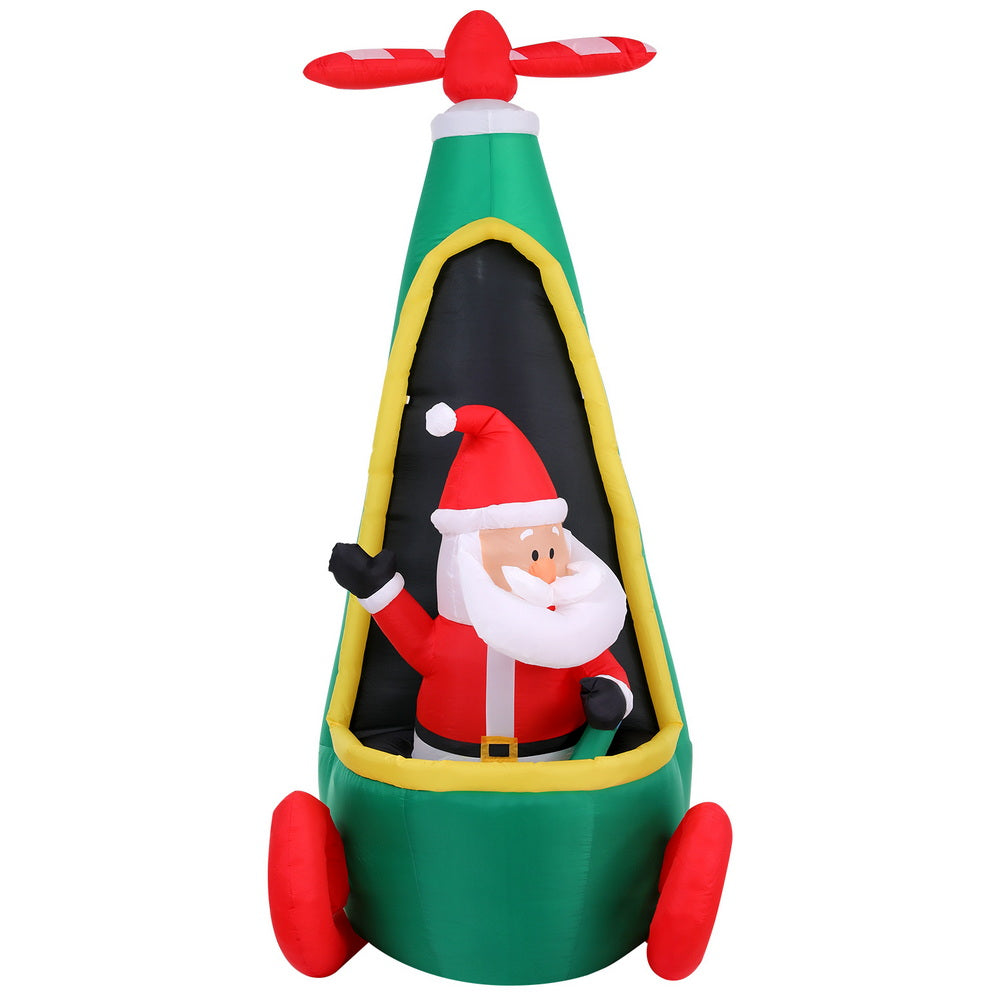 Jingle Jollys Christmas Inflatable Santa in Helicopter 2.55M Height LED Illuminated Decorations-2