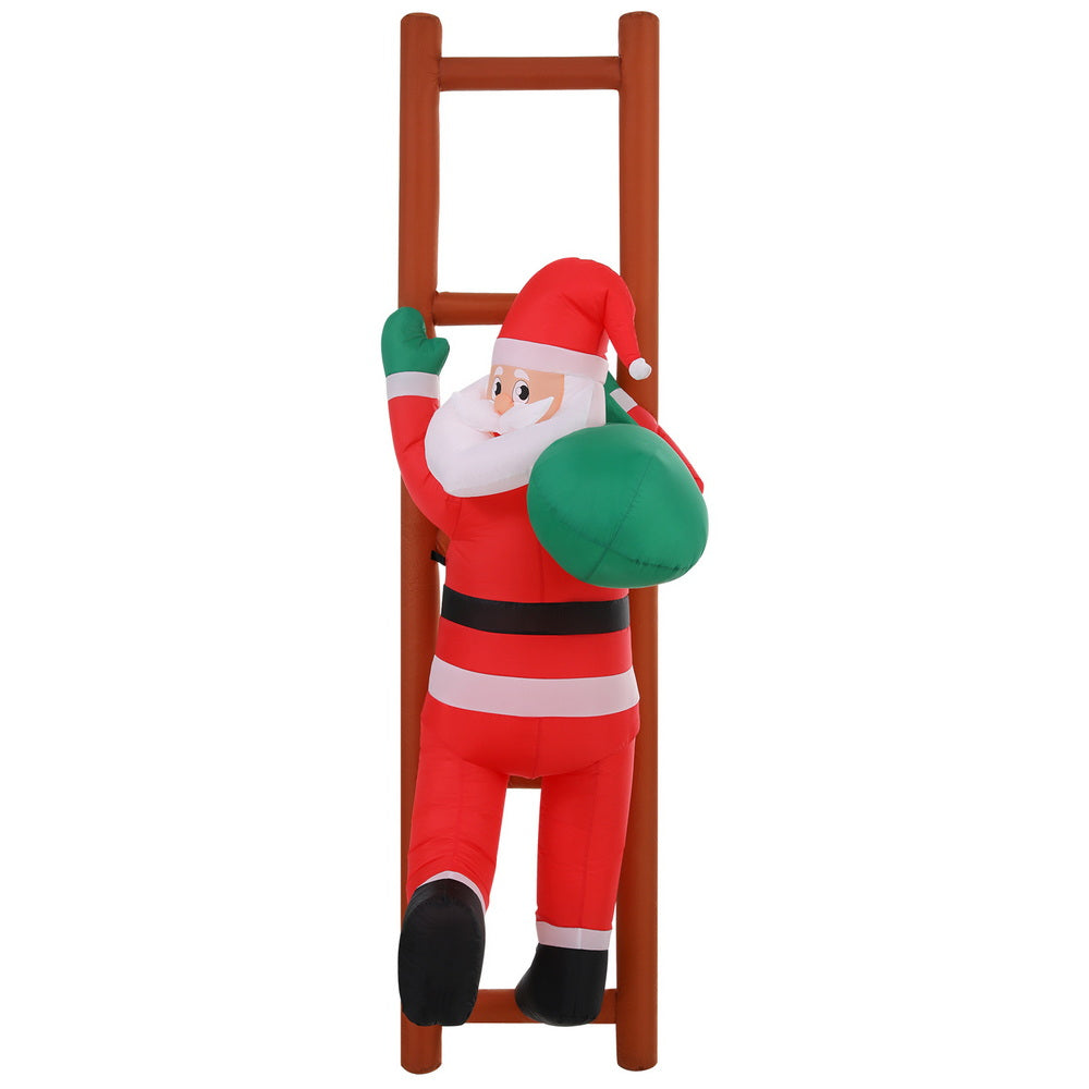 Jingle Jollys Christmas Inflatable Santa Climbing Ladder 2.45M Height LED Decorations Illuminated-2