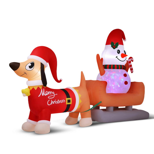 Jingle Jollys Christmas Inflatable Snowman Dog 4.2M Tall Outdoor Decorations Illuminated-0