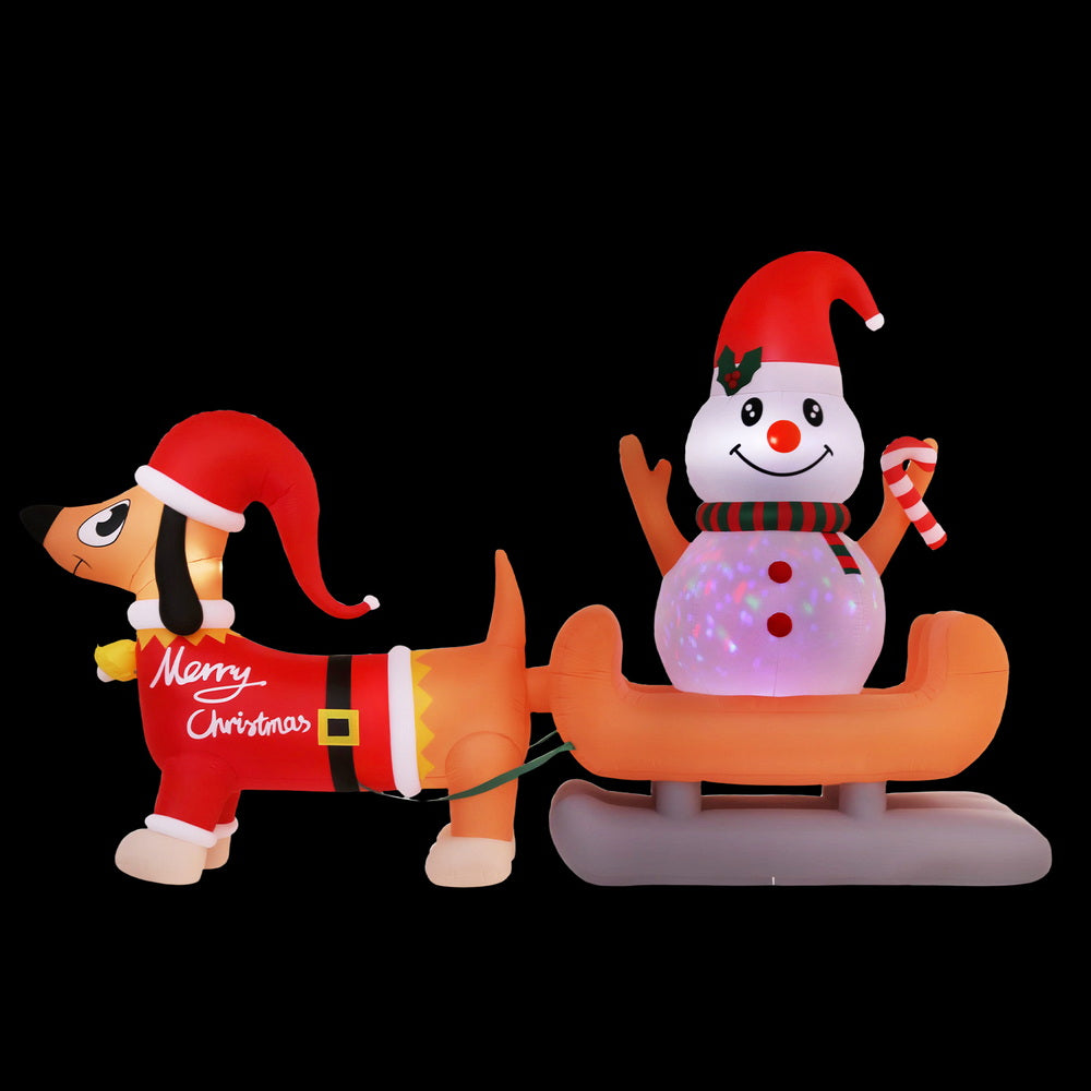 Jingle Jollys Christmas Inflatable Snowman Dog 4.2M Tall Outdoor Decorations Illuminated-2