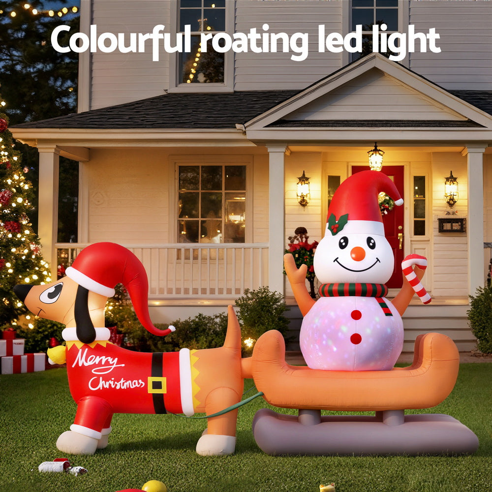 Jingle Jollys Christmas Inflatable Snowman Dog 4.2M Tall Outdoor Decorations Illuminated-3