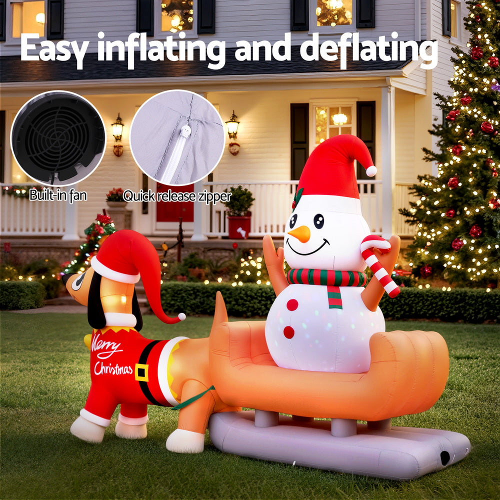 Jingle Jollys Christmas Inflatable Snowman Dog 4.2M Tall Outdoor Decorations Illuminated-4