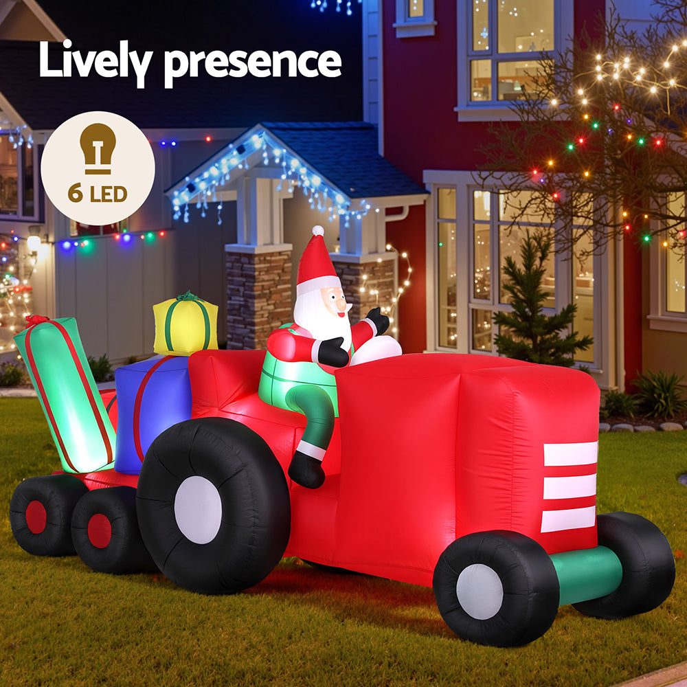 Jingle Jollys Christmas Inflatable Santa Truck 2.6M Length LED Decorations Illuminated-3
