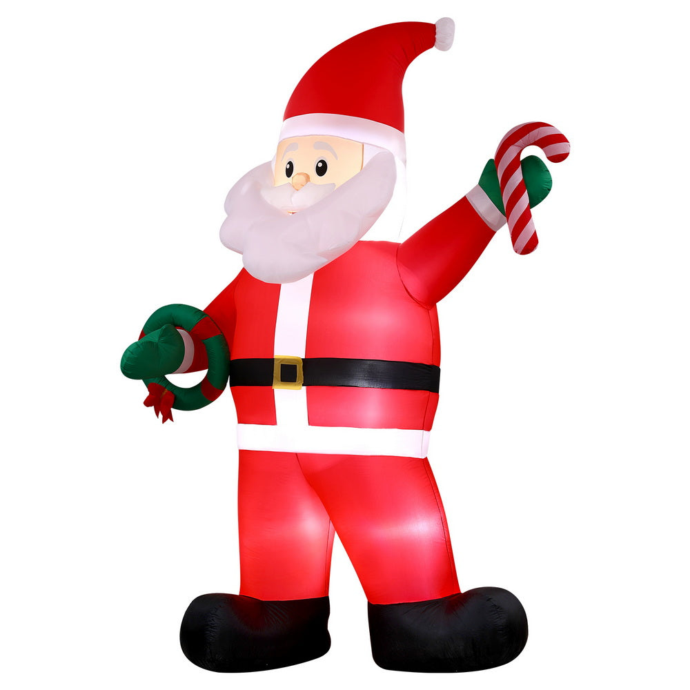 Jingle Jollys Christmas Inflatable Giant Santa 3.8M Height LED Illuminated Decorations-2