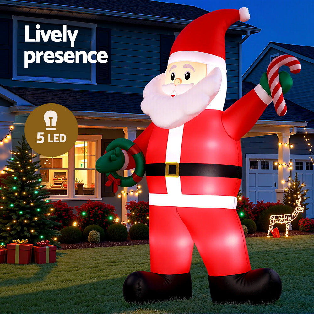 Jingle Jollys Christmas Inflatable Giant Santa 3.8M Height LED Illuminated Decorations-3