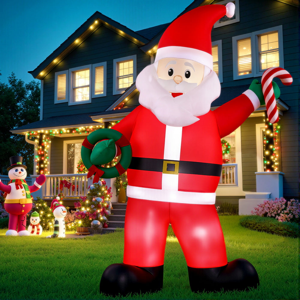 Jingle Jollys Christmas Inflatable Giant Santa 3.8M Height LED Illuminated Decorations-6