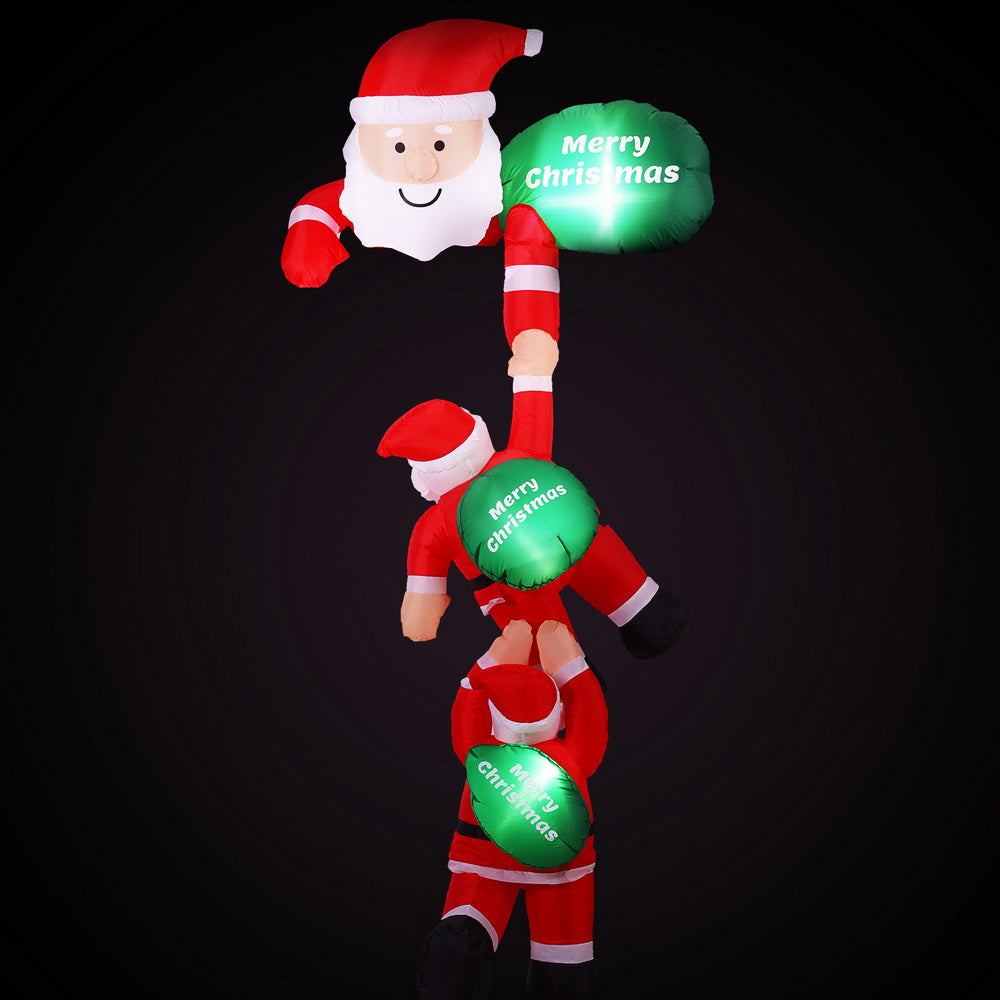 Jingle Jollys Christmas Inflatable Climbing Santa 2.5M Height LED Decorations Illuminated-2