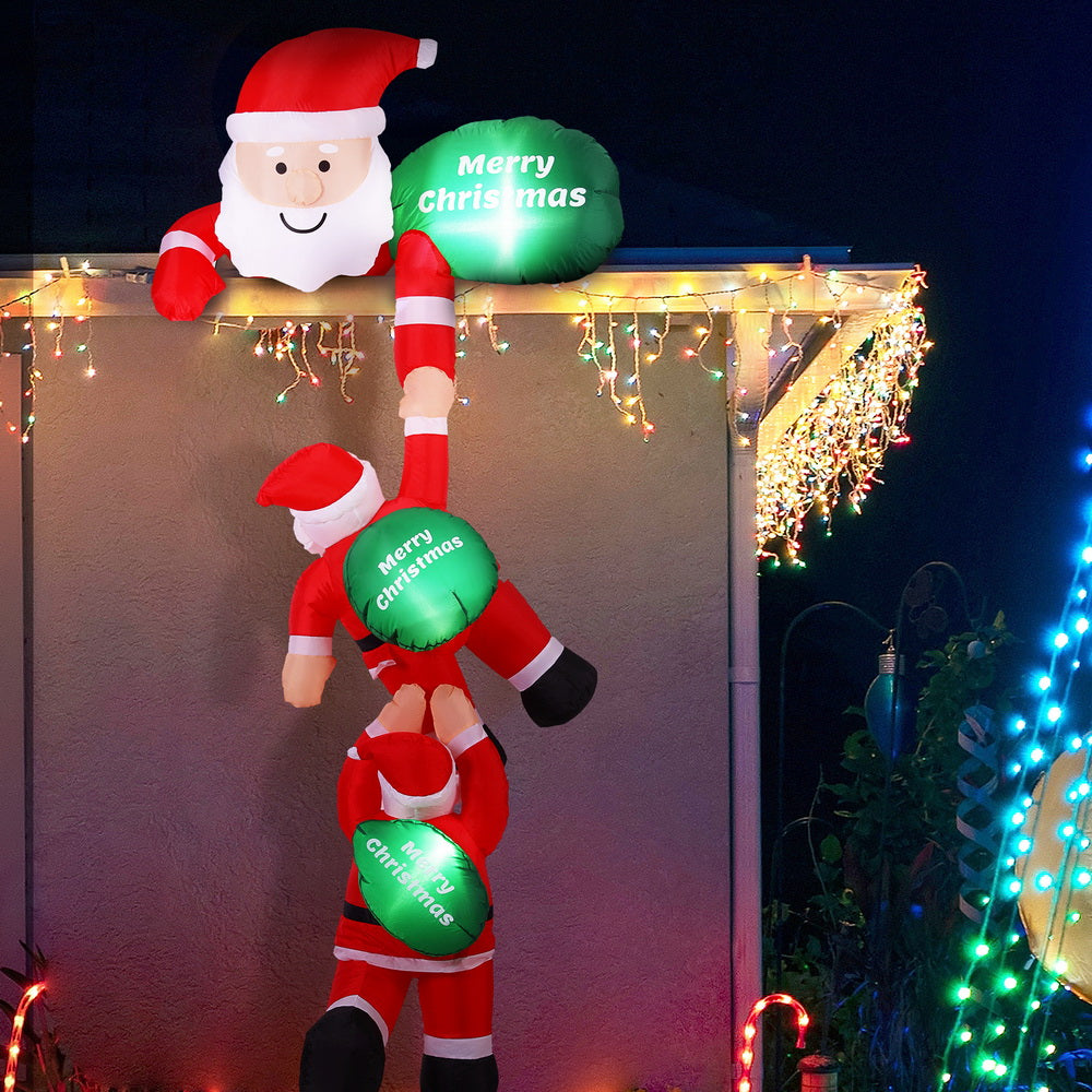 Jingle Jollys Christmas Inflatable Climbing Santa 2.5M Height LED Decorations Illuminated-6