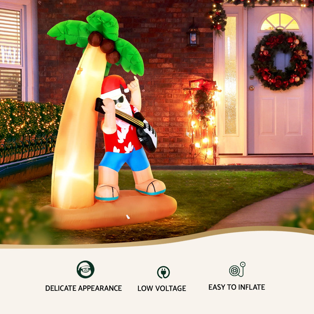 Jingle Jollys Christmas Inflatable Santa Guitar 2.1M Led Illuminated Decorations-4