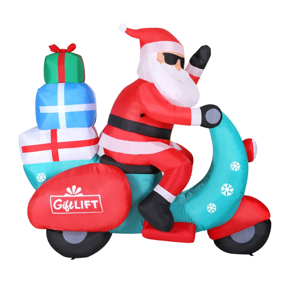 Jingle Jollys Christmas Inflatable Santa Motorbike LED Illuminated Decorations-2