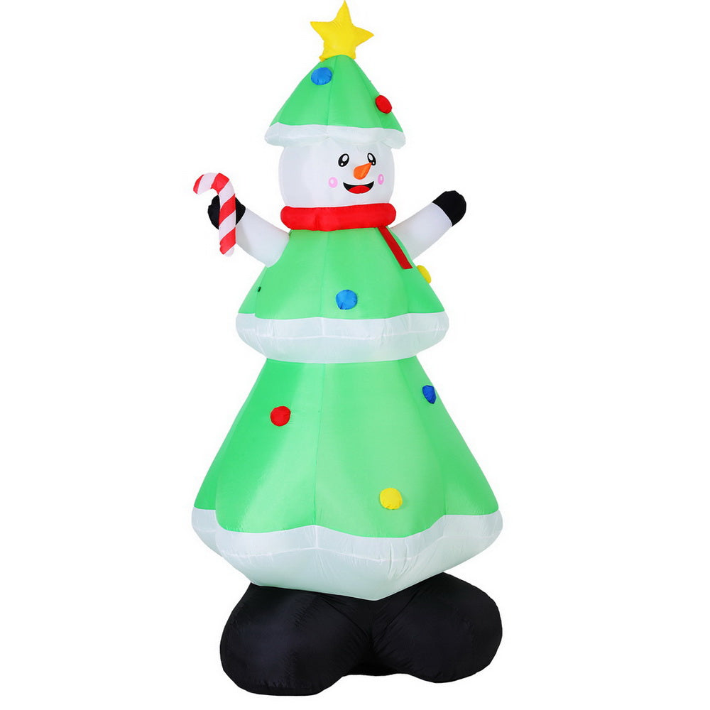 Jingle Jollys Christmas Inflatable Snowman Tree 2.75M Height LED Decorations Illuminated-0