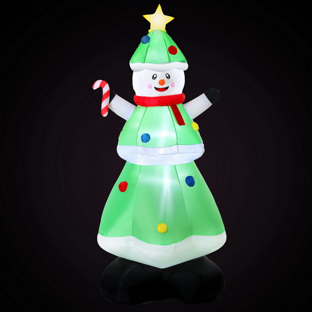 Jingle Jollys Christmas Inflatable Snowman Tree 2.75M Height LED Decorations Illuminated-1