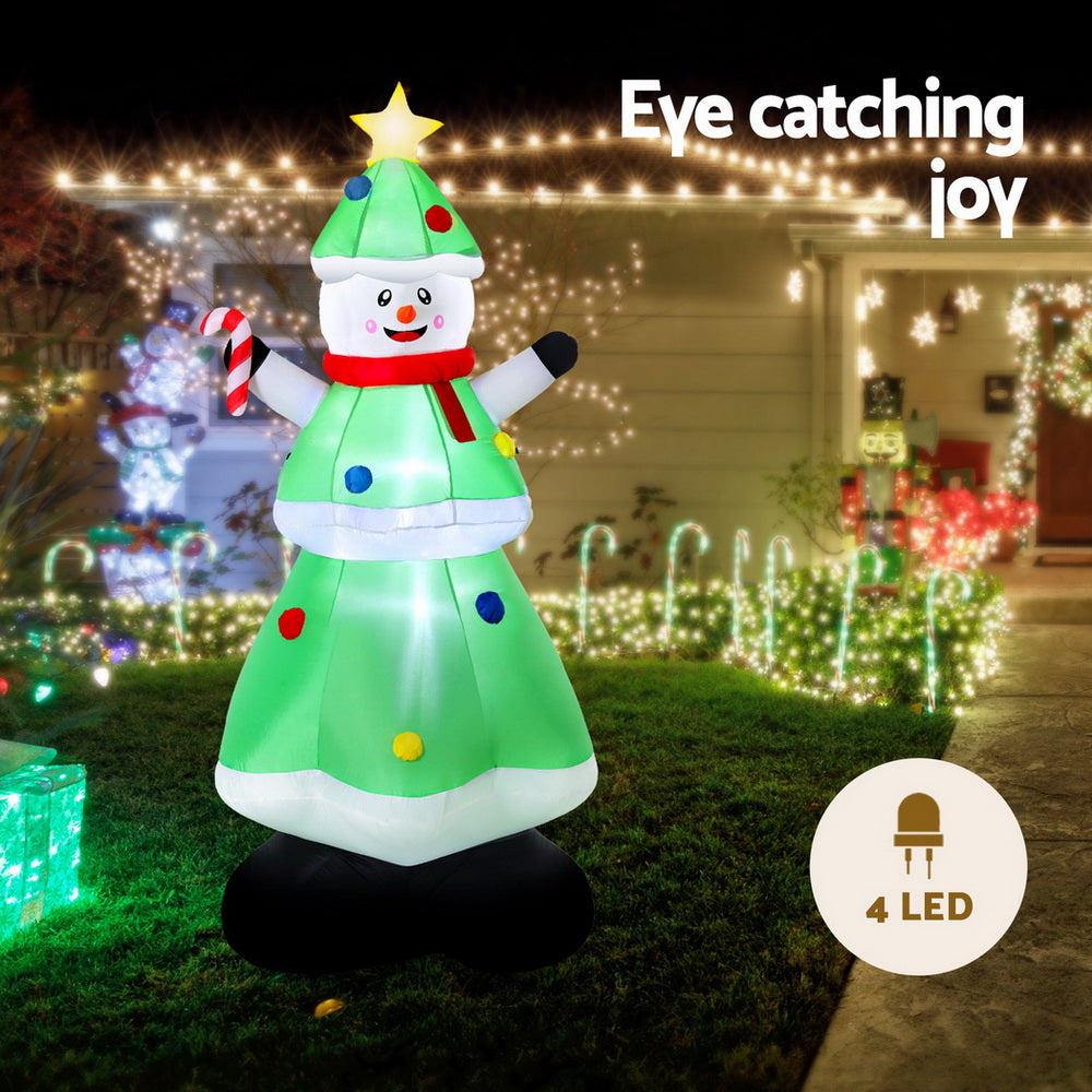 Jingle Jollys Christmas Inflatable Snowman Tree 2.75M Height LED Decorations Illuminated-3