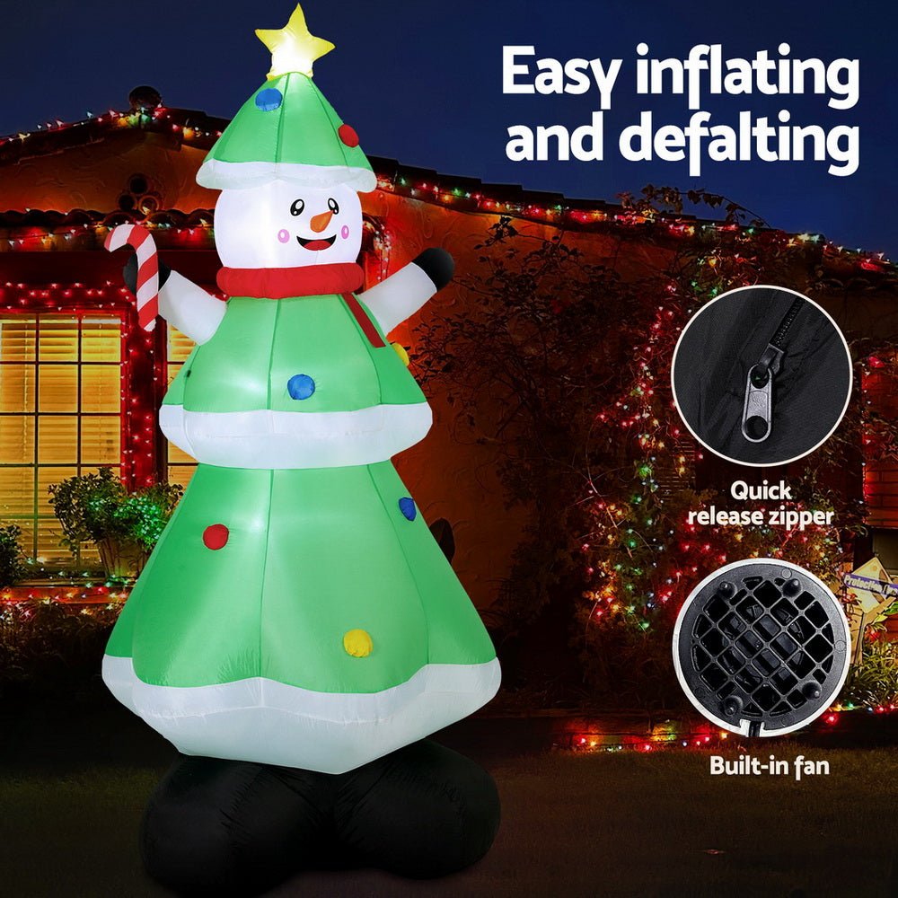 Jingle Jollys Christmas Inflatable Snowman Tree 2.75M Height LED Decorations Illuminated-4