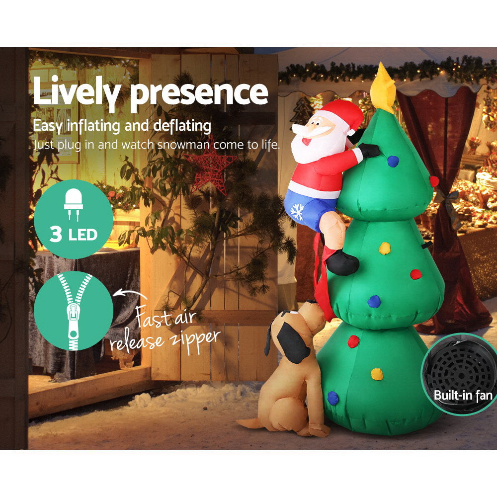 Jingle Jollys Christmas Inflatable Santa Tree 1.8M Illuminated Decorations-4