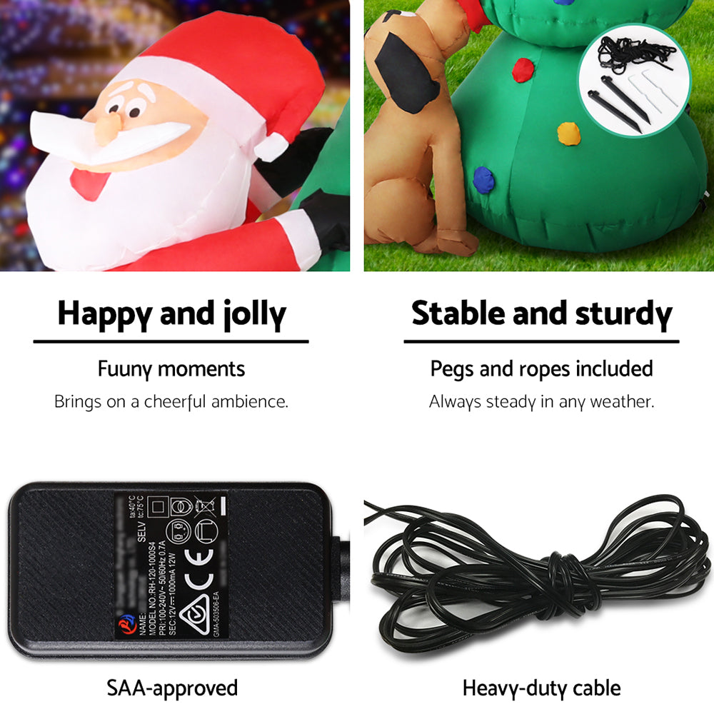 Jingle Jollys Christmas Inflatable Santa Tree 1.8M Illuminated Decorations-5