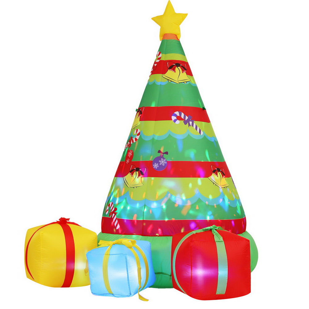 Jingle Jollys Christmas Inflatable Gift Tree 2.2M Height Flashing Light Decorations Illuminated-0
