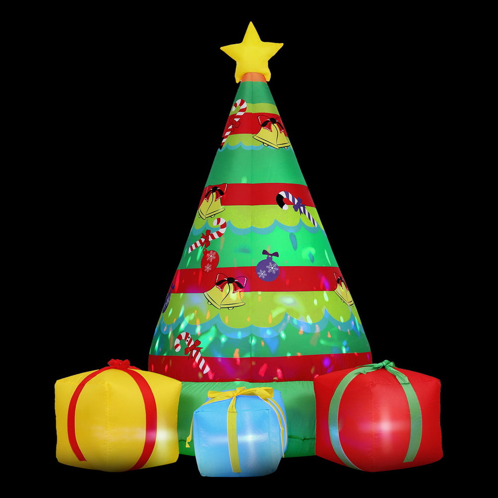 Jingle Jollys Christmas Inflatable Gift Tree 2.2M Height Flashing Light Decorations Illuminated-2