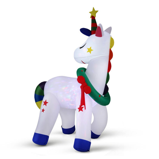 Jingle Jollys Christmas Inflatable Unicorn 1.8M Tall Outdoor Decorations Illuminated-0