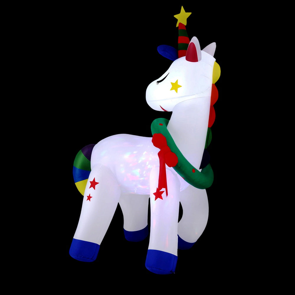 Jingle Jollys Christmas Inflatable Unicorn 1.8M Tall Outdoor Decorations Illuminated-2