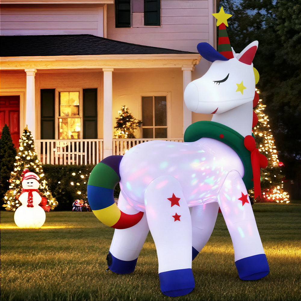 Jingle Jollys Christmas Inflatable Unicorn 1.8M Tall Outdoor Decorations Illuminated-6