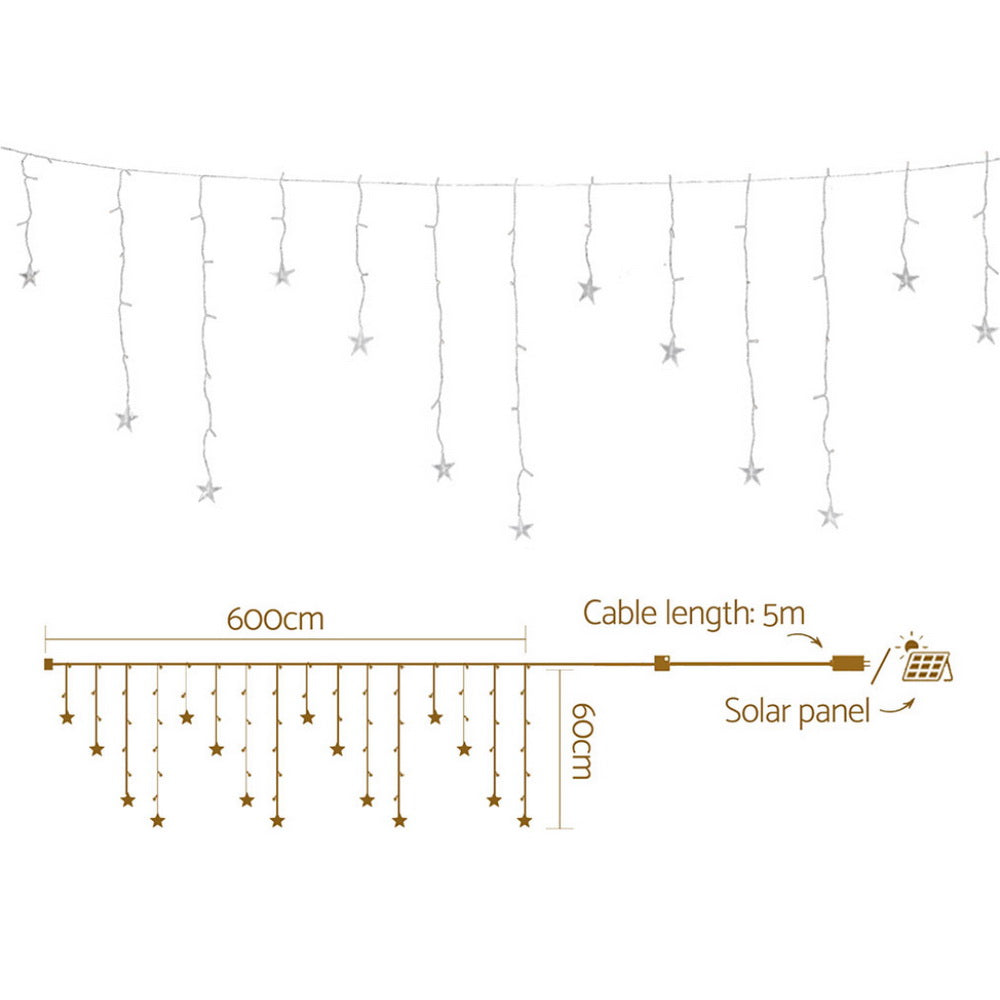 160 LED 6M Christmas Lights Icicle Light Solar Warm Jingle Jollys-1