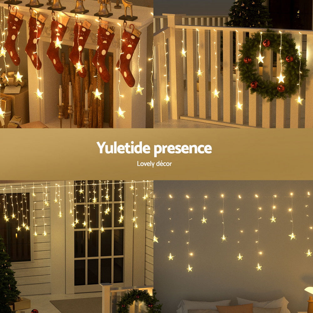 160 LED 6M Christmas Lights Icicle Light Solar Warm Jingle Jollys-4