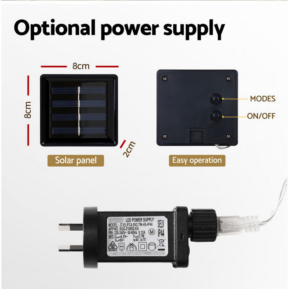 160 LED 6M Christmas Lights Icicle Light Solar Warm Jingle Jollys-5