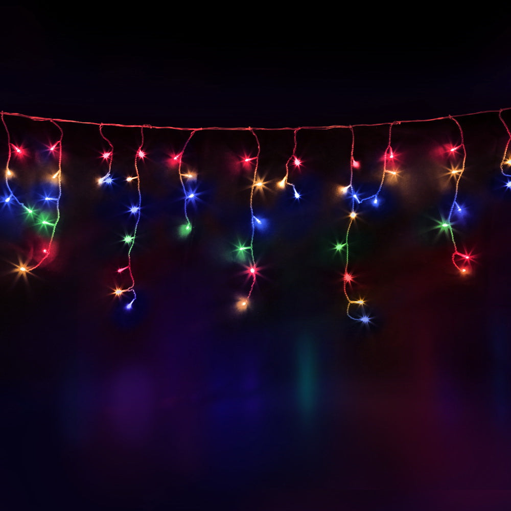 12.5M Christmas Lights Solar Icicle String Light Multi Colour Jingle Jollys-1