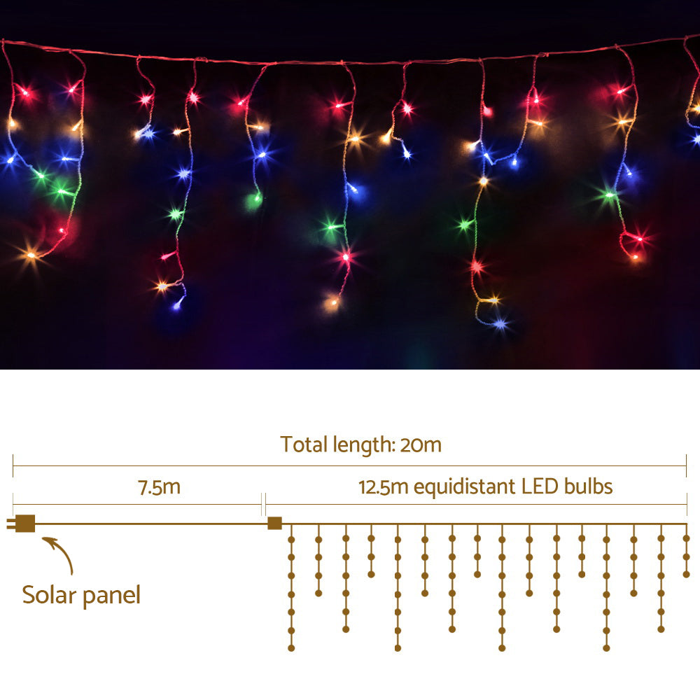 12.5M Christmas Lights Solar Icicle String Light Multi Colour Jingle Jollys-2