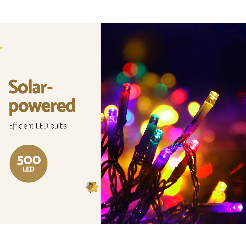 12.5M Christmas Lights Solar Icicle String Light Multi Colour Jingle Jollys-3