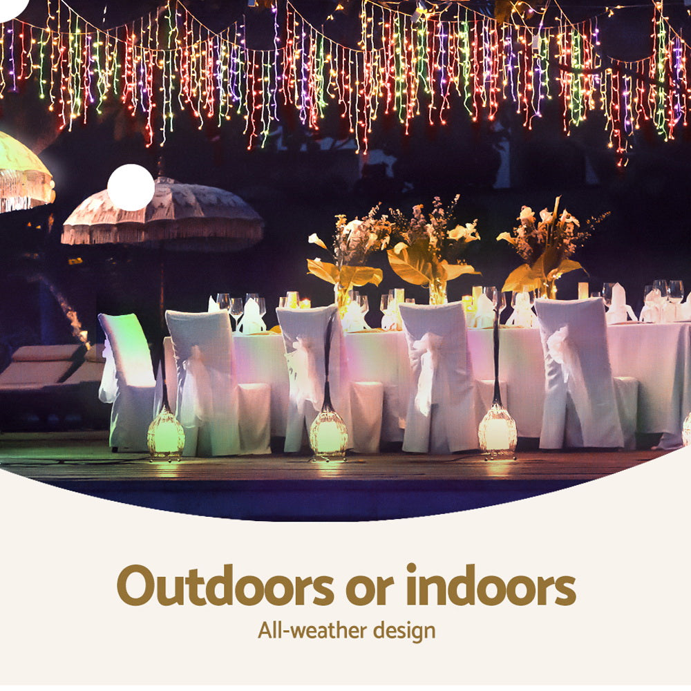 12.5M Christmas Lights Solar Icicle String Light Multi Colour Jingle Jollys-5