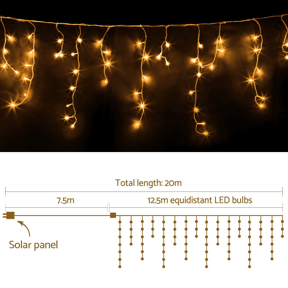 12.5M Christmas Lights Solar Icicle String Light Warm White Jingle Jollys-1
