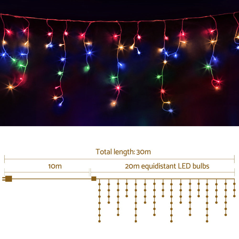 20M Christmas Lights Icicle Light 800 LED Multi-coloured Jingle Jollys-1