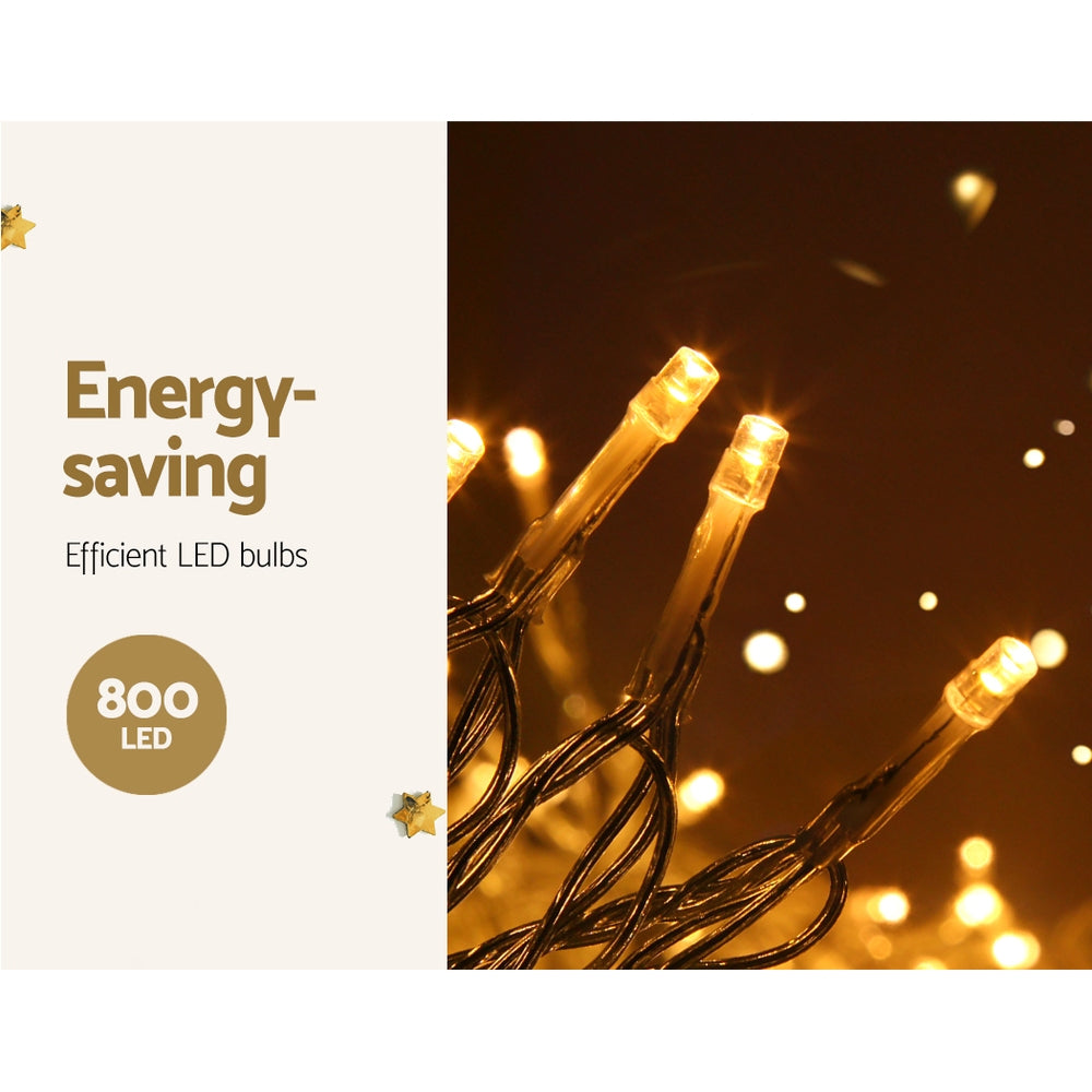 20M Christmas Lights Icicle Light 800 LED Warm White Decor Jingle Jollys-2