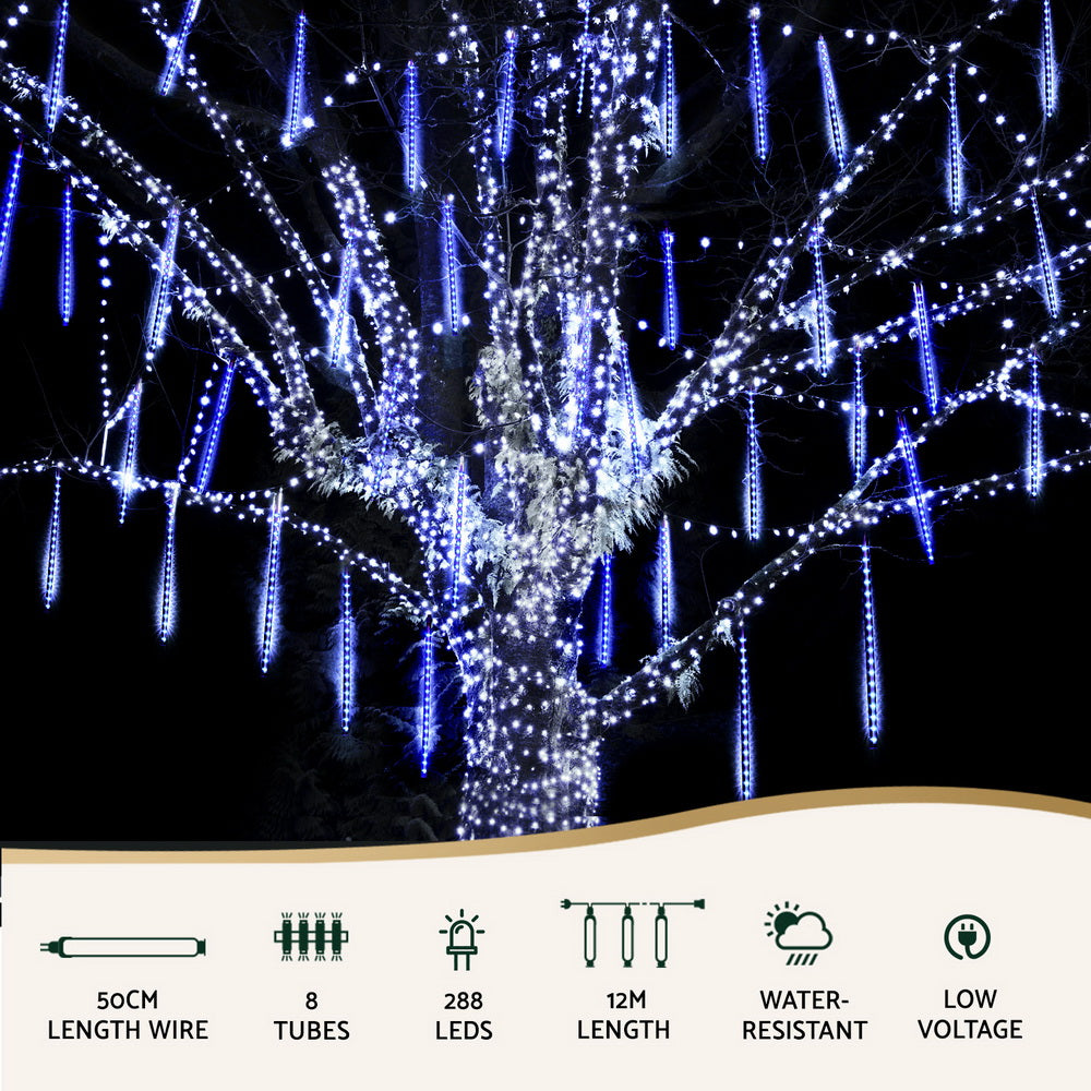 288 LED 7M Christmas Lights Icicle Light Falling Metor Jingle Jollys-3